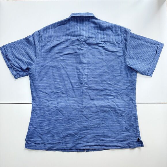 NWOT CUBAVERA Federal Blue Cotton Blend Striped Short Sleeve Button Down Shirt L - Picture 6 of 13